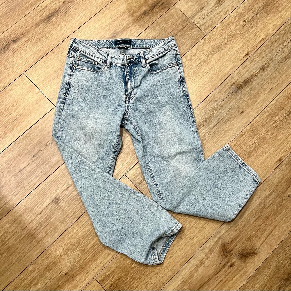 Aeropostale Women Light Blue Mid Rise Ankle Straight Jeans Pants size 10R